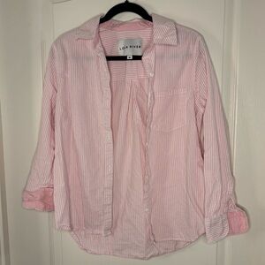 LOLA RIVER Women's Pink Striped Button Down Shirt